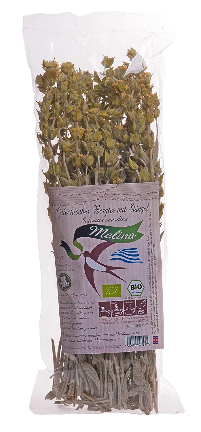 Greek Mountain Tea Melina from Olympus Premium Quality from Certified Organic Cultivation Greek Verbena Sideritis scardica 3 Pack of 50 g