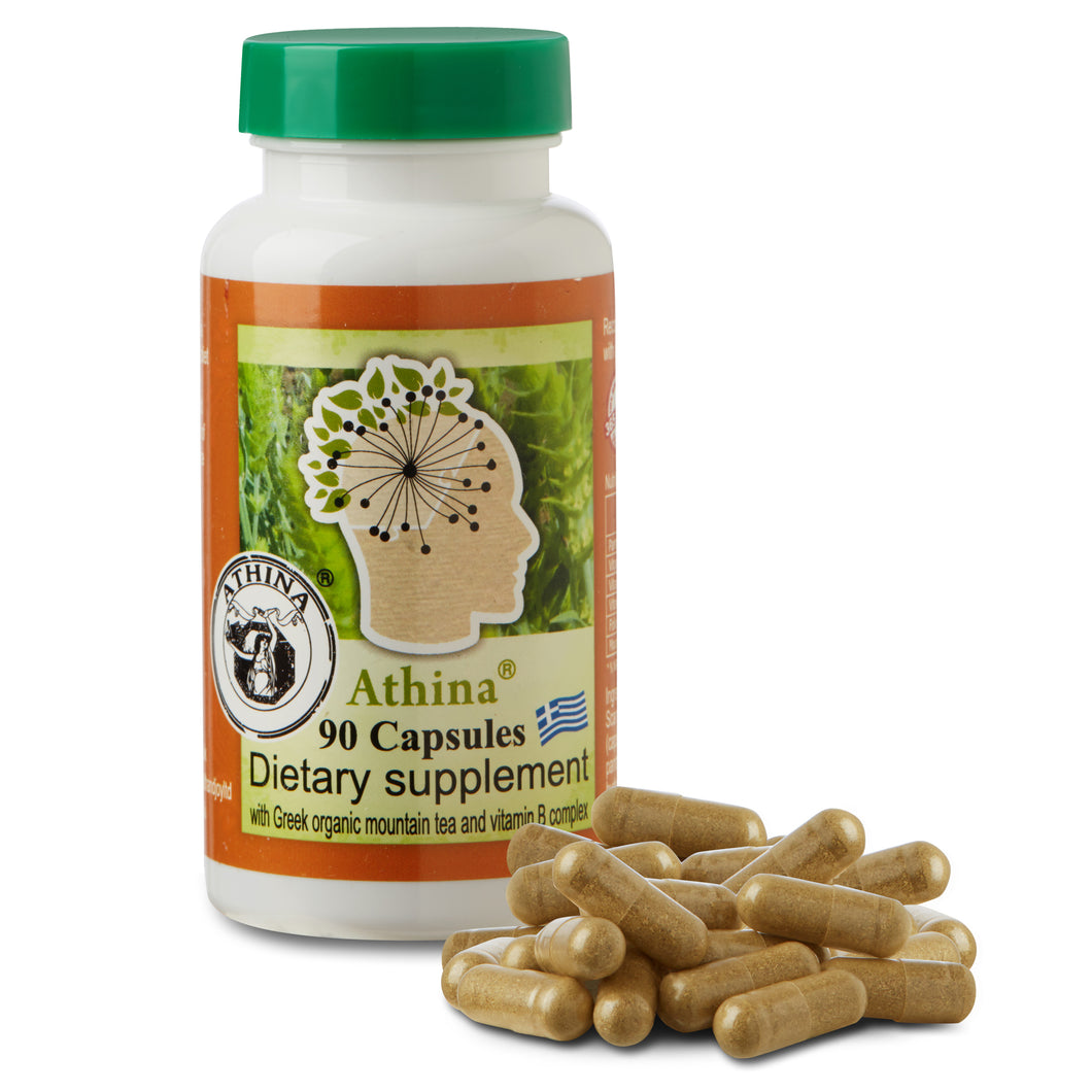 Athina® Greek Verbena Mountain Tea Plus Vitamin B Complex Capsules 90 Vegan Capsules no additives